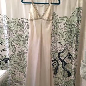 Long, White Beaded Dress